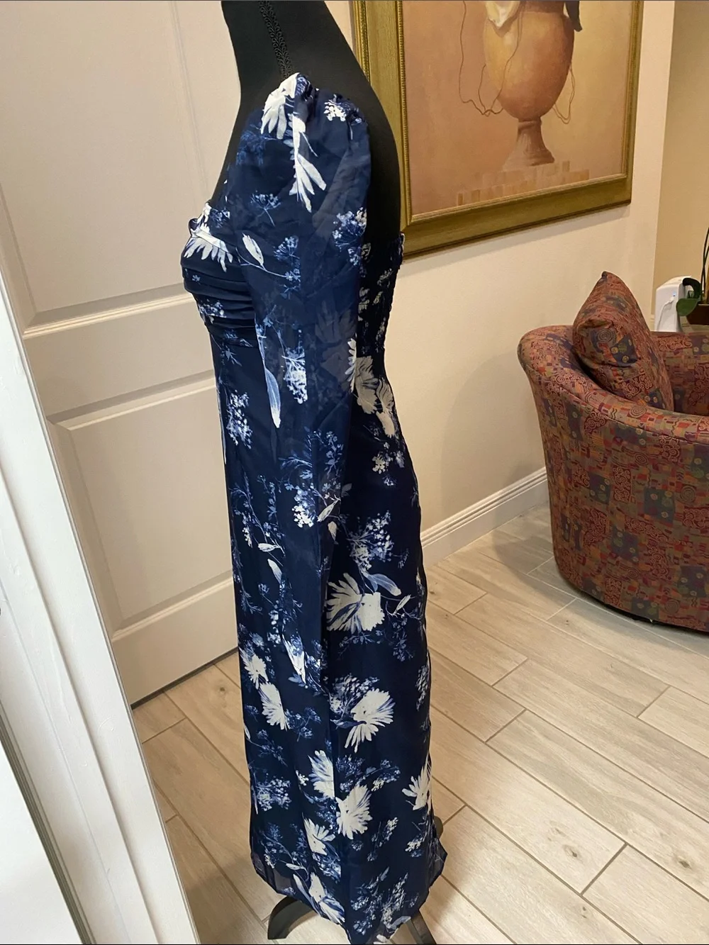 Abercrombie & Fitch Navy and White Floral Maxi Dress